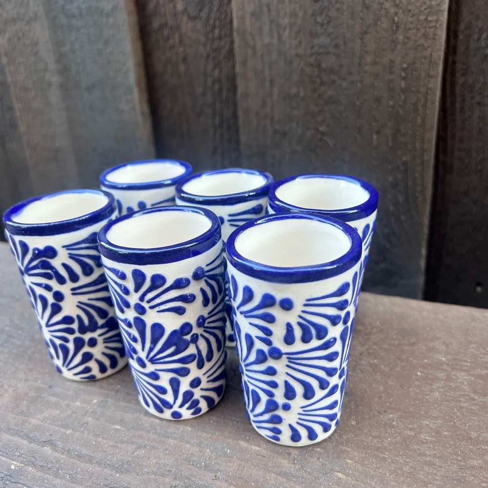 Mexican Talavera Tequila Shot Glasses, Tequileros. - Picture 2 of 4